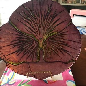 Pink Pomegranate Hand Painted Glass Dish. Made in Turkey. It’s a pansy pattern